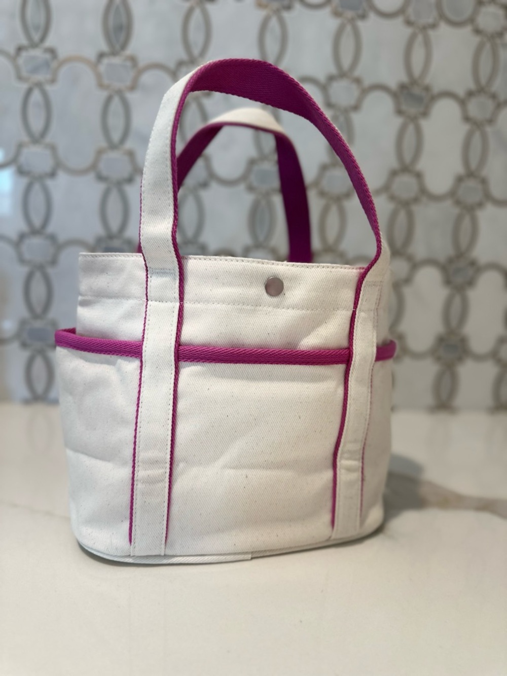 Lululemon Daily Multi-Pocket Mini Canvas Tote Bag 6.5L (Natural/Pow Pink Tone) - Picture 6 of 8